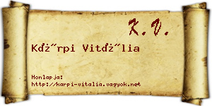 Kárpi Vitália névjegykártya